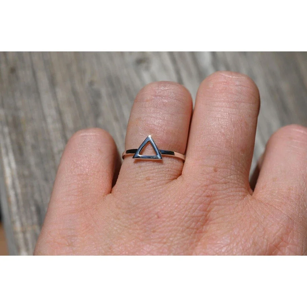 Triangle silver ring simple wedding band 2mm wide sterling silver ring minimalis